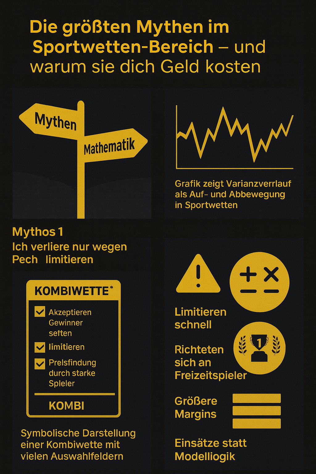 Illustration: Sportwetten-Mythen vs. mathematischer Ansatz