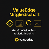 Grafik zur ValueEdge Mitgliedschaft mit Icons für geprüfte Value Bets und Markt-Insights